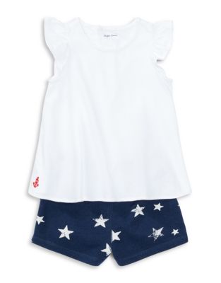 UPC 190618363595 product image for Ralph Lauren Childrenswear Two-Piece Cotton Top and Star Shorts Set-WHITE-3-6 Mo | upcitemdb.com