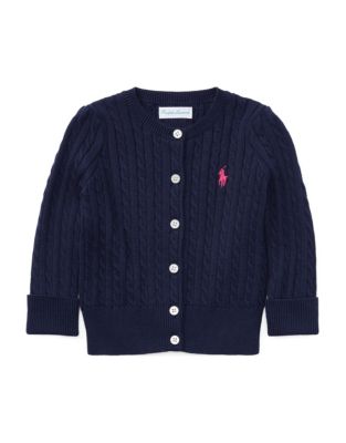 UPC 190618455146 product image for Ralph Lauren Childrenswear Cable-Knit Cotton Cardigan-BLUE-3 Months | upcitemdb.com