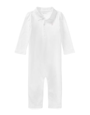UPC 190618455511 product image for Ralph Lauren Childrenswear Cotton Polo Coverall-WHITE-3 Months | upcitemdb.com