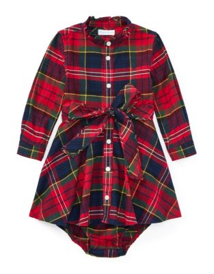 UPC 190618593268 product image for Ralph Lauren Childrenswear Tartan Flannel Dress and Bloomer-RED-3 Months | upcitemdb.com