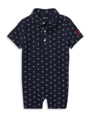 UPC 190618753358 product image for Ralph Lauren Childrenswear Anchor-Print Cotton Mesh Polo Shortall-BLUE-18 Months | upcitemdb.com