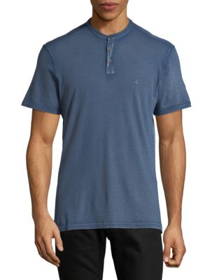 UPC 190802271866 product image for John Varvatos Star U.S.A. Embroidered Knit Cotton Henley-BLUE-X-Large | upcitemdb.com