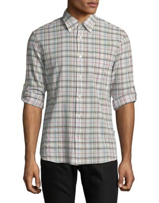 UPC 190802355917 product image for John Varvatos Star U.S.A. Plaid Cotton Sport Shirt-MULTI-COLOURED-X-Large | upcitemdb.com