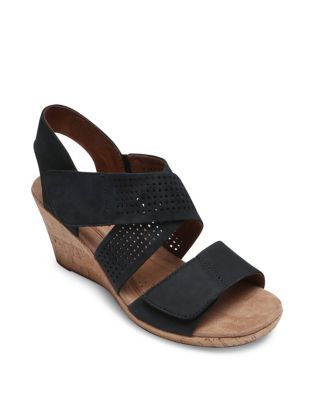 janna perforated wedge sandal
