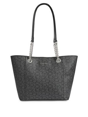 calvin klein hayden logo leather tote