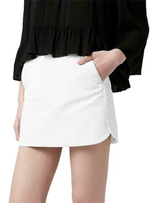 Topshop Textured Curved Hem Pelmet Skirt-WHITE-10