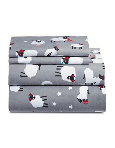Dh Four-Piece Printed Flannel Sheet Set-GREY-Double