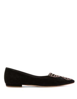 sophia webster bibi butterfly embroidered suede flats
