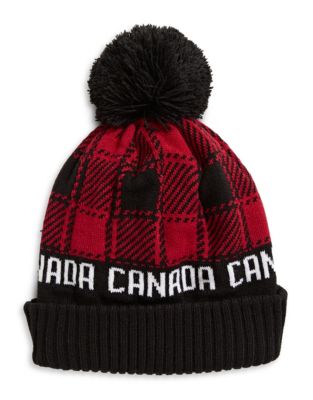 UPC 400891441614 product image for Canadian Olympic Team Collection Buffalo Check Tuque with Faux Fur Pom Pom-RED-O | upcitemdb.com