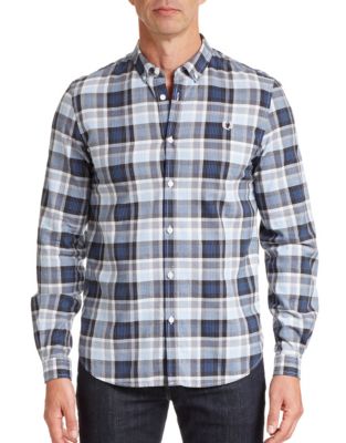 EAN 5034604144025 product image for Fred Perry Polka Dot Check Sport Shirt-BLUE-Small | upcitemdb.com