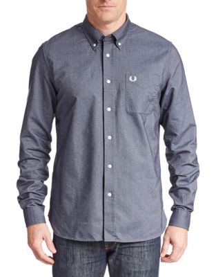 EAN 5034604281485 product image for Fred Perry Oxford Cotton Sports Shirt-DARK CARBON-Large | upcitemdb.com