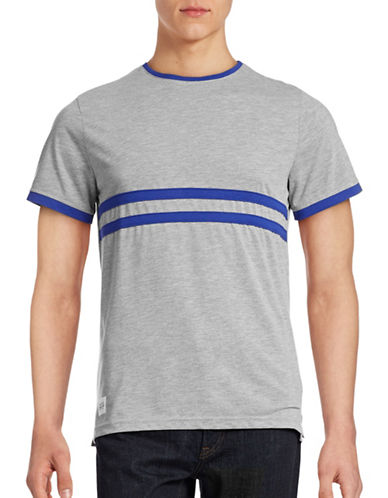Native Youth Stripe Contrast T-Shirt-GREY-Small