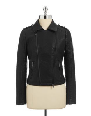 NOISY MAY Delia Two Way Faux Leather Jacket - BLACK - Small