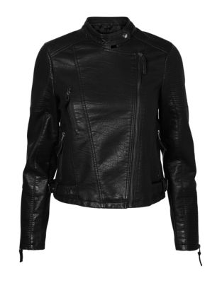 Vero Moda Faux Leather Jacket-BLACK-Large