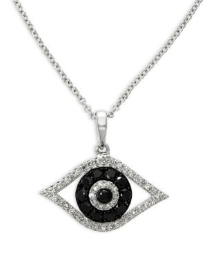 UPC 607649002855 product image for Effy 14K White Gold 0.34TCW Diamond and Black Diamond Eye Pendant Necklace-BLACK | upcitemdb.com