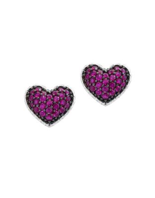 UPC 617892622847 product image for Effy Sterling Silver Ruby Heart Stud Earrings-RED-One Size | upcitemdb.com