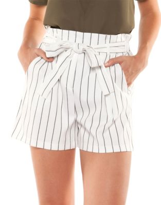 tie waist striped shorts