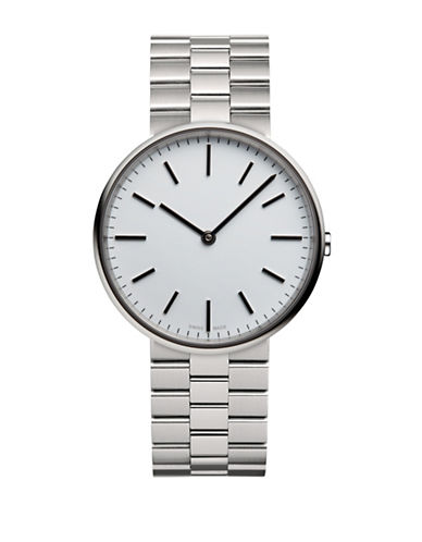 Uniform Wares Two-Hand Watch in Polished Steel with Linked 