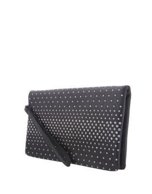 UPC 639268040307 product image for Nina Studded Faux Suede Clutch-BLACK-One Size | upcitemdb.com