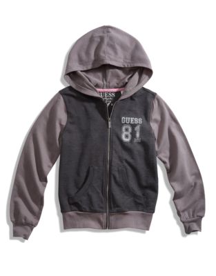 UPC 691871922777 product image for Guess Girls 7 to 16 Baseball Full Zip Hoodie - Black - 14 | upcitemdb.com