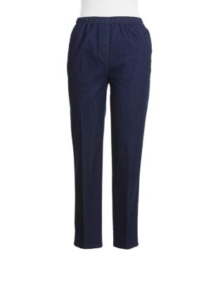 Allison Daley Pull On Faux Fly Jeans-BLUE-8