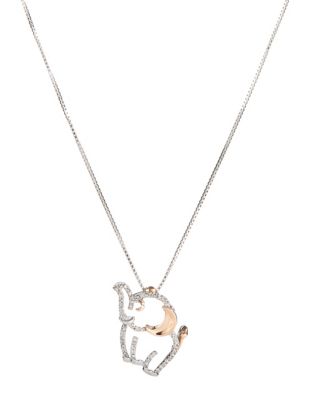 UPC 694104028246 product image for Fine Jewellery 14K White and Rose Gold Elephant Pendant Necklace - Diamond | upcitemdb.com