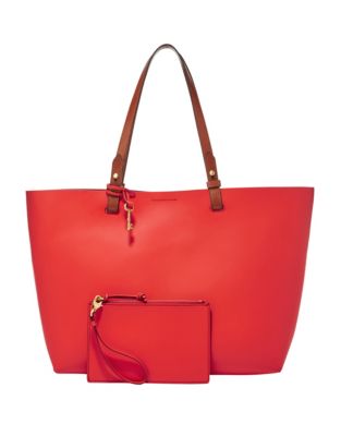 fossil red tote bag