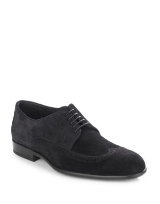 UPC 725830305421 product image for Hugo Boss Urbin Wingtip Suede Oxfords-BLACK-11.5 | upcitemdb.com