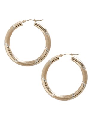 UPC 729367194404 product image for Fine Jewellery 14K Yellow Gold And Sterling Silver Satin Candy Cane Earrings - Y | upcitemdb.com