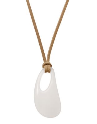 UPC 768680223552 product image for Skagen Denmark Sofie Suede Pink Glass Pendant Necklace-WHITE-One Size | upcitemdb.com