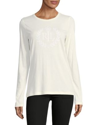 UPC 789022539704 product image for Lauren Ralph Lauren Long Sleeve Graphic Top-NATURAL-Small | upcitemdb.com