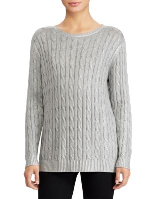 UPC 789022540267 product image for Lauren Ralph Lauren Cable Knit Sweater-SILVER-Medium | upcitemdb.com