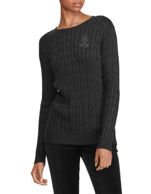 UPC 789022541493 product image for Lauren Ralph Lauren Cable Sweater-BLACK-Large | upcitemdb.com