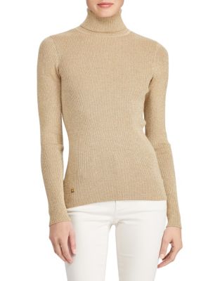 UPC 789022545637 product image for Lauren Ralph Lauren Metallic Turtleneck Sweater-GOLD-Large | upcitemdb.com