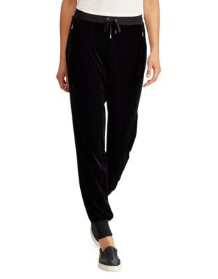 UPC 789022546429 product image for Lauren Ralph Lauren Stretch Velvet Jogger Pants-BLACK-Small | upcitemdb.com