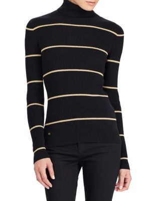 UPC 789022692720 product image for Lauren Ralph Lauren Stretch Cotton Turtleneck Sweater-BLACK-Medium | upcitemdb.com