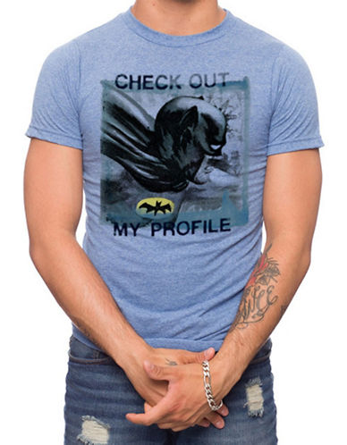Jack Of All Trades Batman Print Slub T-Shirt-LIGHT BLUE-X-