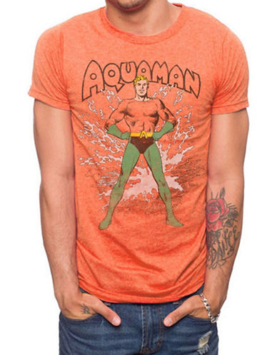 Jack Of All Trades Aquaman Print T-Shirt-ORANGE-Small