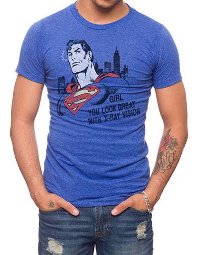 Jack Of All Trades Superman Print Slub T-Shirt-ROYAL-Medium