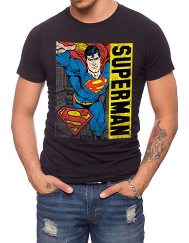 Jack Of All Trades Superman Retro Print T-Shirt-BLACK-Large