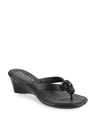 italian shoemakers black thong sandals
