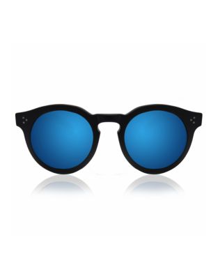 Illesteva Leonard 2 Round Sunglasses-BLACK WITH BLUE 