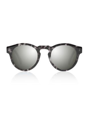 Illesteva Leonard Round Sunglasses-BLACK TORTOISE WITH 