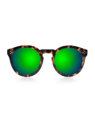 Illesteva Leonard 2 Round Sunglasses-GREEN TORTOISE-One Size