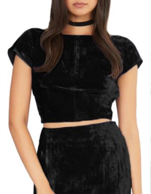 Kendall + Kylie Solid Cropped Top-BLACK-Small