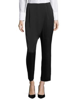 Kendall + Kylie Silk Draped Crop Pants-BLACK-Medium