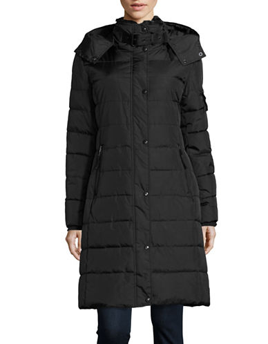 S13 Quilted Walker Coat with Faux Fur Trim-BLACK-Small