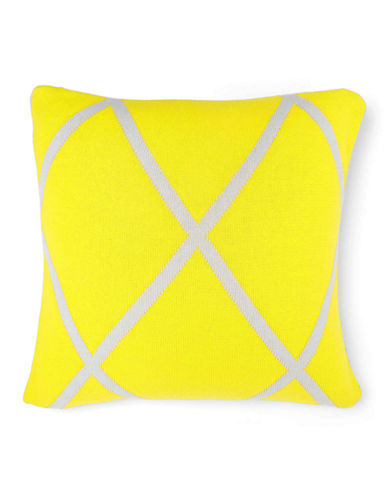 Aura Diamond Knit Decorative Cushion-YELLOW-One Size