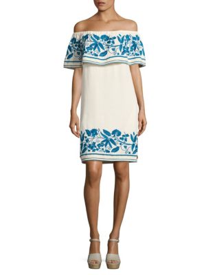 EAN 8718333966468 product image for Maison Scotch Embroidered Off-Shoulder Dress-WHITE MULTI-Medium | upcitemdb.com