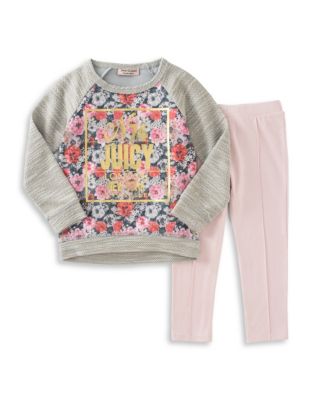 UPC 881634749042 product image for Juicy Couture Floral Crew Neck and Matching Suede Leggings Set-PINK-4X | upcitemdb.com